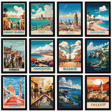 Listing image for Vintage Holiday Spain Travel Poster Retro City Print Decor Wall Art A5 A4 A3