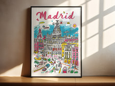 Listing image for Madrid Illustrated Map Print Colourful Spain Travel Wall Art