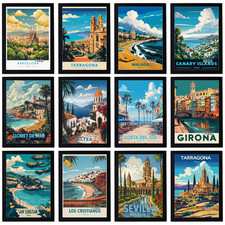 Listing image for Vintage Travel Holiday Poster Retro City Print Spain Decor Wall Art A5 A4 A3