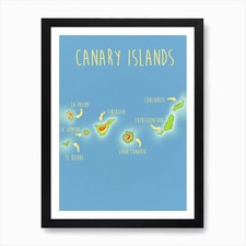 Listing image for Canary Islands map Art Print Framed Wall Art Poster Canvas Print Picture