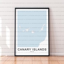 Listing image for Canary Islands Unframed Map Poster Print Canary Islands Spain Coastal Wall Art
