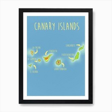 Listing image for Canary Islands map Art Print Framed Wall Art Poster Canvas Print Picture